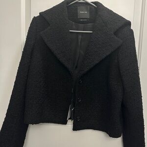 Massimo Dutti Black Textured Blazer
